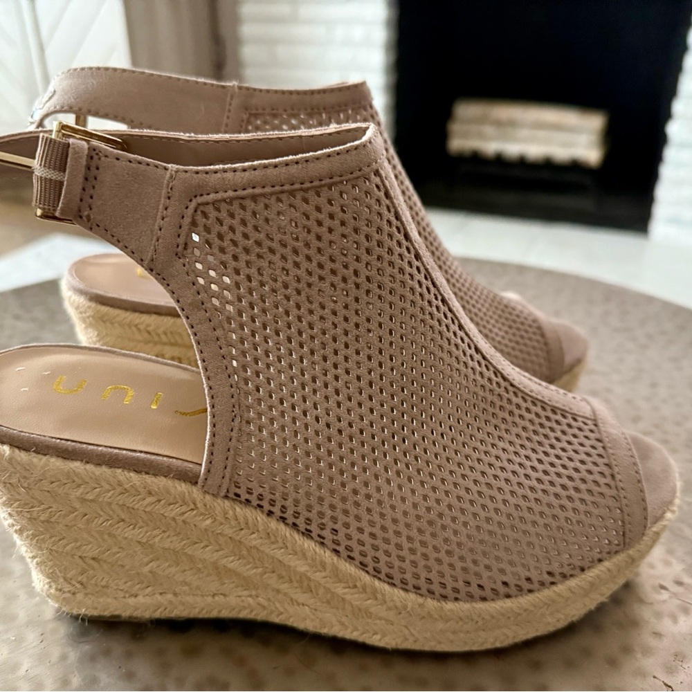Unisa Tan Wedge Sandals with Ankle Strap